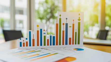 charts and graphs with statistics to innovation analyze business potential and forecast future development of companies growth.