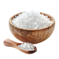 Granular sea salt crystals isolated on white background