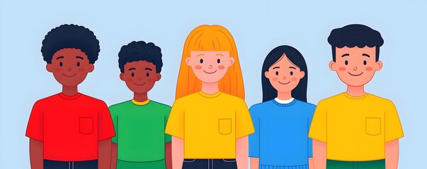 Naklejka premium Diverse Group of Happy Children Smiling Together