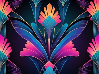 abstract neon color gradient background art deco