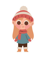 happy girl wearing winter clothes
