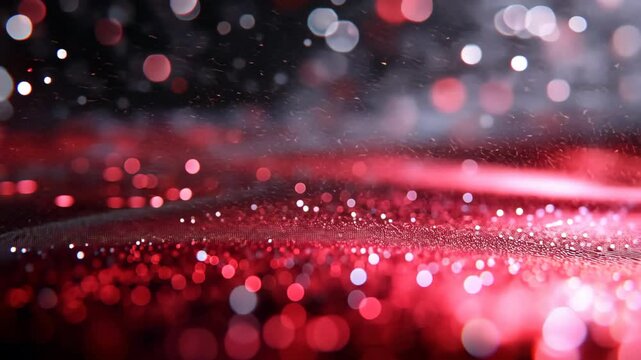 red ruby glitter glow bokeh light, gentle floating with dust flow 