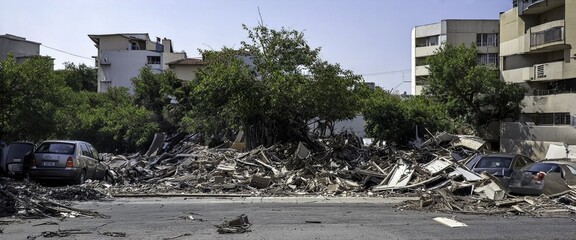 Destruction Caused by Hurricane &ndash; Severe Damage and Devastation in Urban Area After Storm