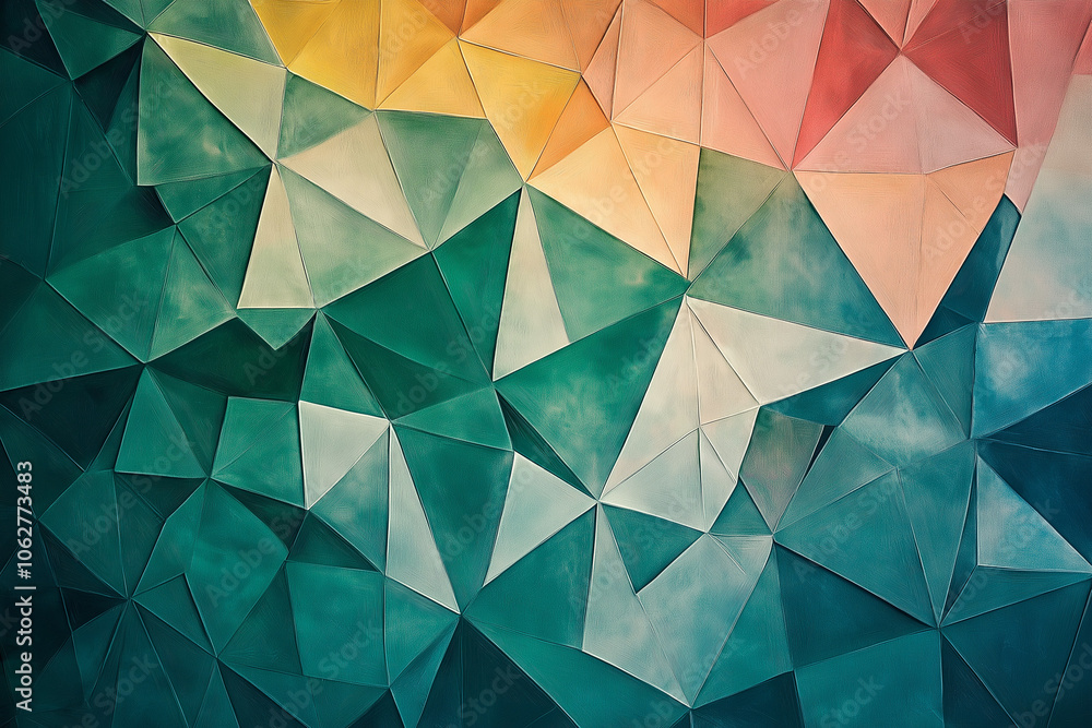 Poster polygonal abstract with green gradient shading background