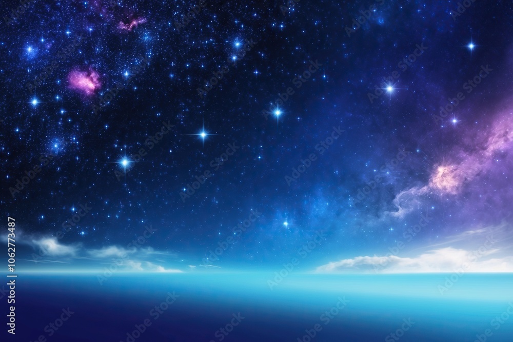 Wall mural galaxy blue night sky milky way and star on dark background. universe filled with stars, nebula and 