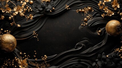 Lunar New Year background. Premium black and gold abstract background
