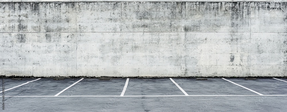 Poster abstract empty concrete wall background with parking space. black and white image of an indoor or ou