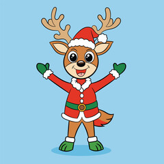 Animal Deer is celebrating Christmas and New Year vector illustration premium