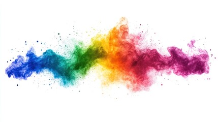 A vibrant spectrum of colored powder explosively dispersing against a white background, symbolizing creativity, diversity, and the dynamic nature of change and transformation.