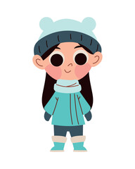 cartoon girl wearing winter clothes