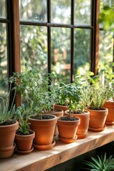 plants in pots at the window 