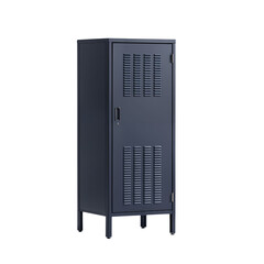 Fototapeta premium A sleek industrial storage cabinet designed with a minimalist aesthetic, blending functionality and style, perfect for modern spaces like offices or workshops.