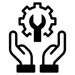 Hand and gear icon vector illustration