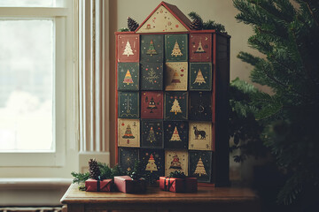 Beautifully Designed Advent Calendar Decorated for a Cozy Christmas Atmosphere
