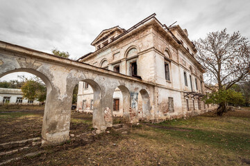 Ruins of an old abandoned building. A manor house of the early 19th century.