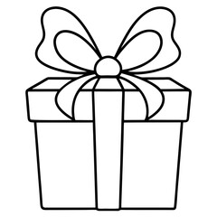 gift box with bow outline coloring book page line art vector drawing