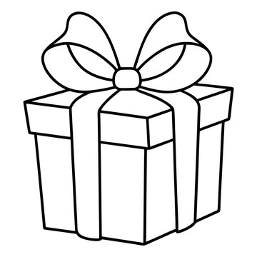 recommend clip art: gift box with bow outline coloring book page line art vector drawing