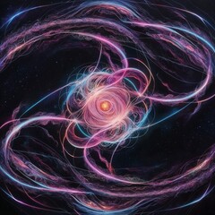 Fototapeta premium Design paintings stimulated by way of the beauty of code and the mysteries of the universe, with elaborate patterns and interconnected loops. Generative AI