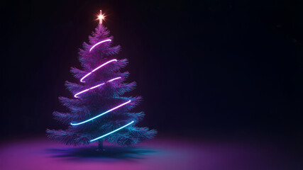 Christmas Tree Illuminated at Night.