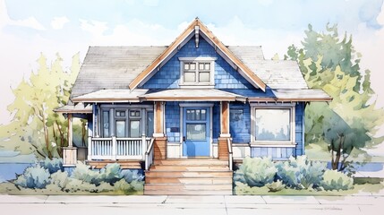 Fototapeta premium Watercolor illustration of a house