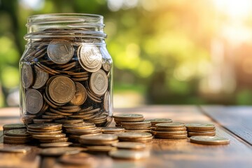 Saving money in a jar for future investments and retirement planning
