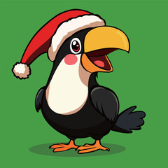 Festive Toucan with Santa Hat