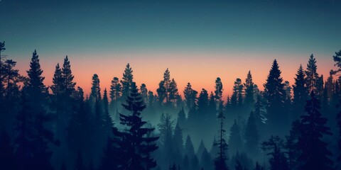Misty Forest at Dusk