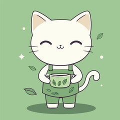 Happy Cat Serving Tea