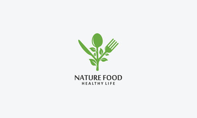 Natural food logo design vector template