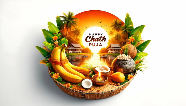 Chhath puja traditional india festival background.