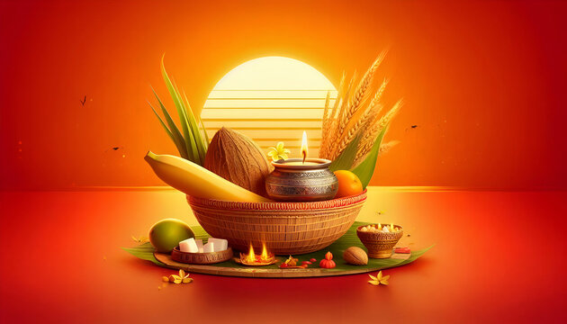 Chhath puja traditional india festival background.