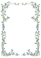 Hand-drawn of purple flowers frame