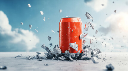Crushed can showing pressure of contained anger, surrounded by shards