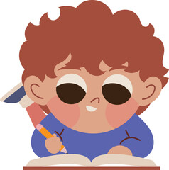 cute boy writing in notebook