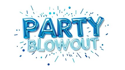 Fototapeta premium Metallic Blue Party Blowout on White Background