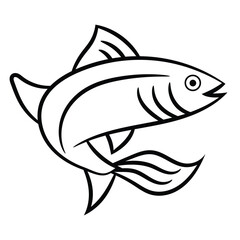 Fototapeta premium Salmon fish line art drawing vector illustration coloring page 