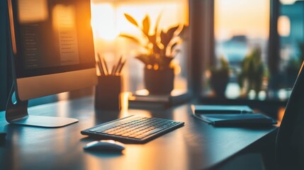 Freelance writing services on a modern office desk with soft lighting to evoke creativity and expertise