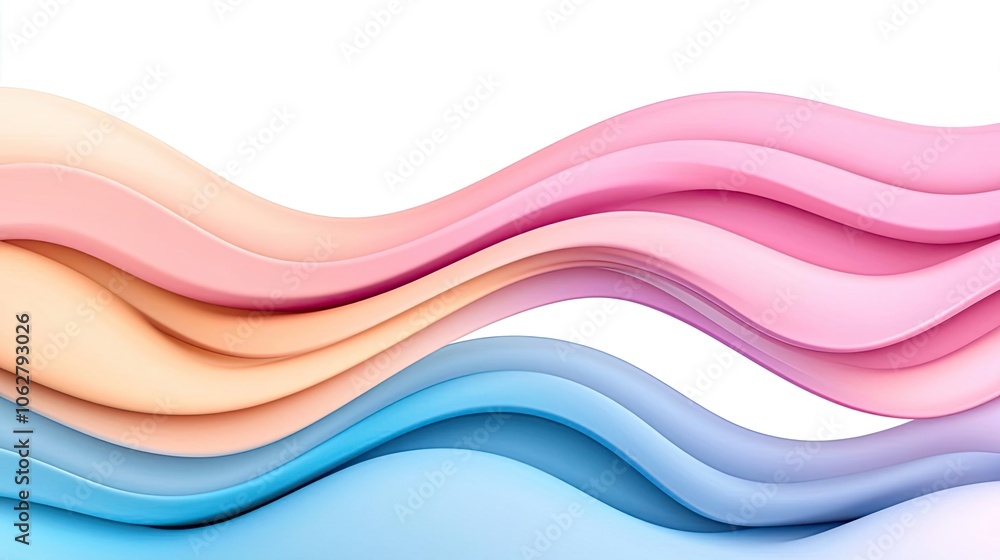 Poster colorful wavy lines on a white isolate background, creating a modern abstract design.