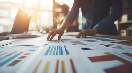 Business people discussing financial data graph chart report papers