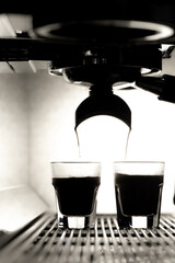 espresso coffee in the bar