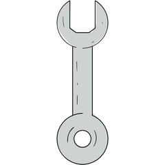 Wrench Illustration: A simple yet effective illustration of a wrench, perfect for representing tools, repair, DIY projects, construction, engineering, and more.  
