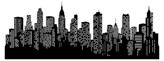 black and white city silhouette without background © KRvisualPRO