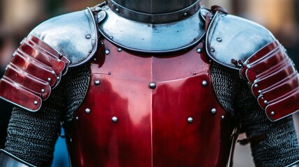 Medieval Knight Armor Closeup  Red Plate Mail  Chainmail  Metal  History  Protection