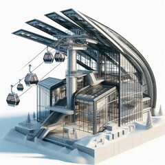 Ski Resort Gondola Station A modern station for ski gondolas wit
