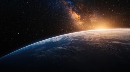 Fototapeta premium Stunning View of Earth from Space at Sunrise
