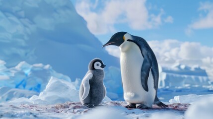 Obraz premium Emperor Penguin Family in Antarctica