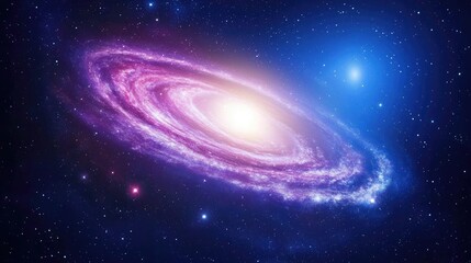 Fototapeta premium Stunning Spiral Galaxy with Vibrant Colors and Bright Core