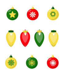 Set New Years light bulbs and balloons, New Years paraphernalia