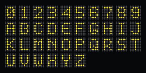 Led digital font.Creative vector illustration of led digital alphabet, font, electronic number digital display