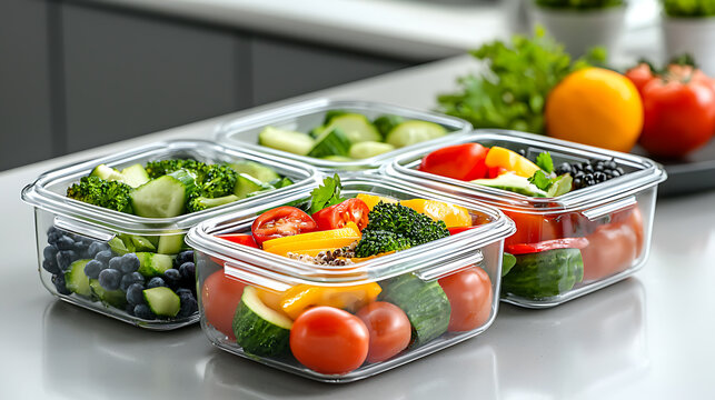 Create an ecofriendly meal prep setup with sustainable utensils and glass containers for a healthier lifestyle